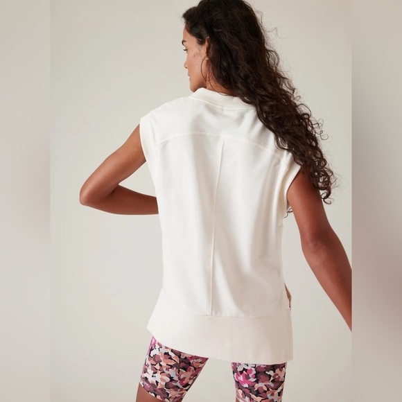 Athleta Retroterry V Neck Sweatshirt Tee in Magnolia White, Size XS - Picture 3 of 10